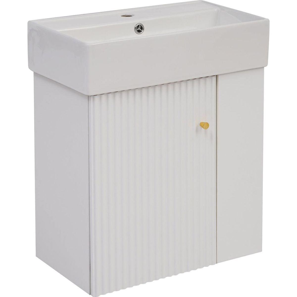 21.6inch Modern Floating Bathroom Vanity with Ceramic Basin - Perfect for Small Bathrooms, Right side storage