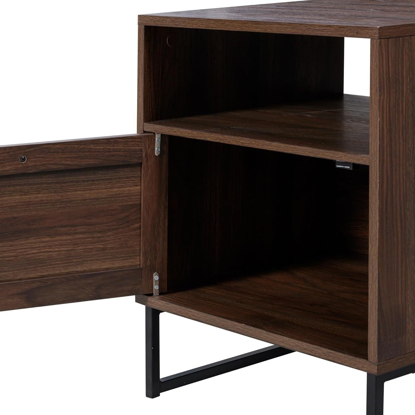 Wood End Side Accent Table with Storage for Living Room or Bedroom, grey - Set of 2