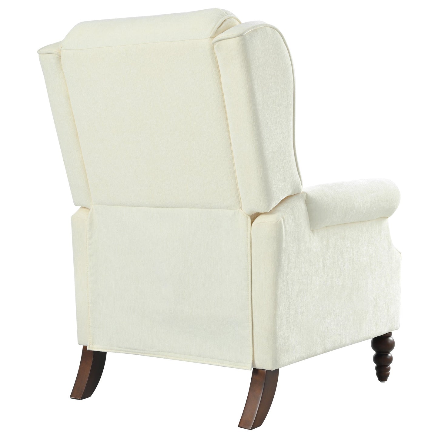 Upholstered Push Back Recliner Chair with Classic Wing Back, Beige Chenille, 29.75'