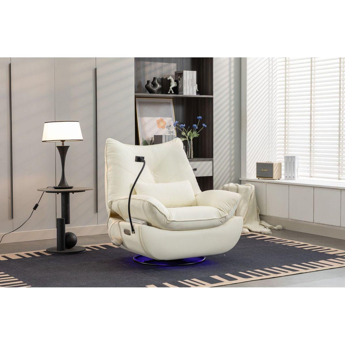 270 Swivel Glider Recliner Chair, Power Recliner Rocking Chair, USB Port Charge for Nursery Chair with Atmosphere Lamp for Living Room Bedroom Apartment
