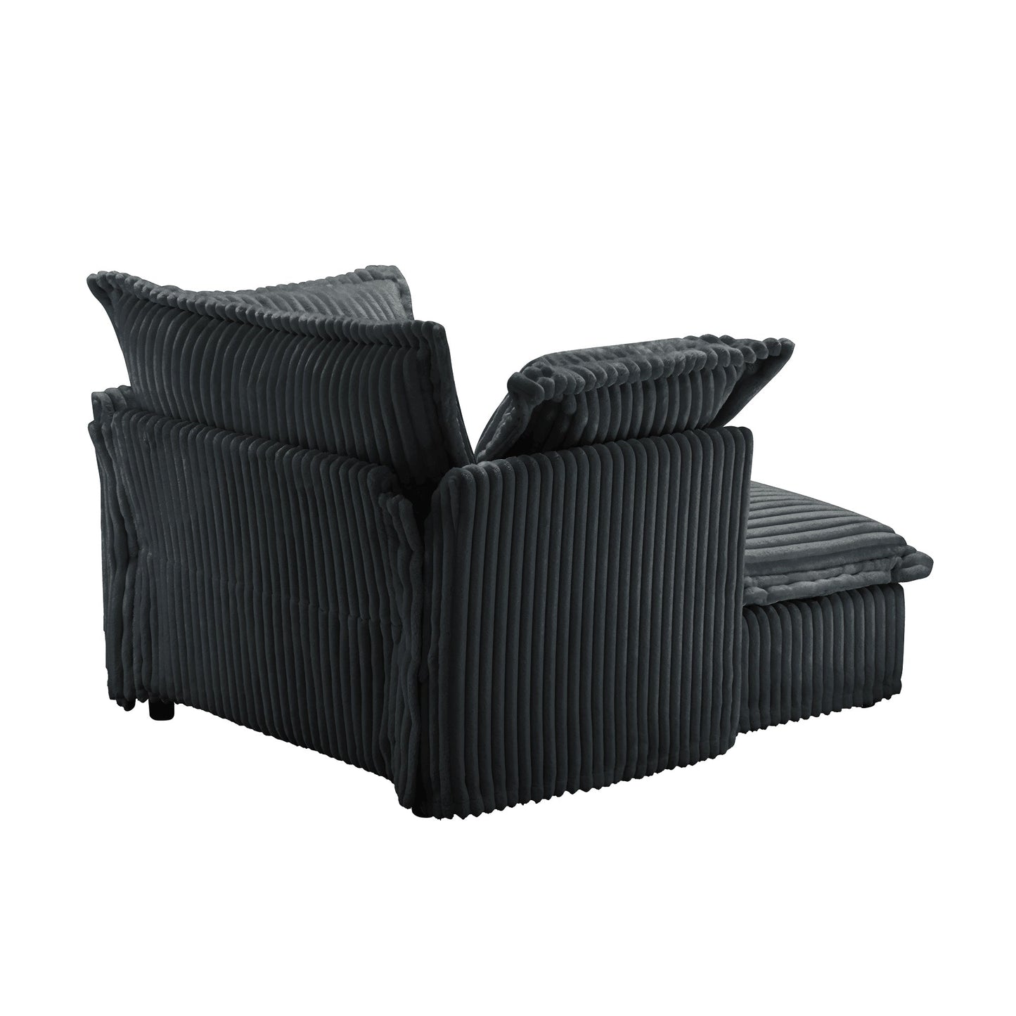 Upholstered Slipcovered Armchair with Ottoman, Deep Seat Armchair W/ Wide Ottoman for Living Room, Armchair Sets with Large Soft Pillows(Set of 2),Gray Corduroy Fabric