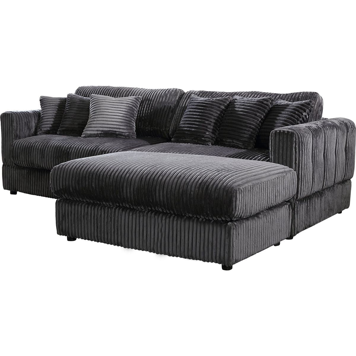 105' Oversized Sectional Sofa Cloud Couch for Living Room, Modern stripe L Shaped Couch, Comfy Boucle Modular Sofa Sleeper with Moveable Ottoman (Gery)