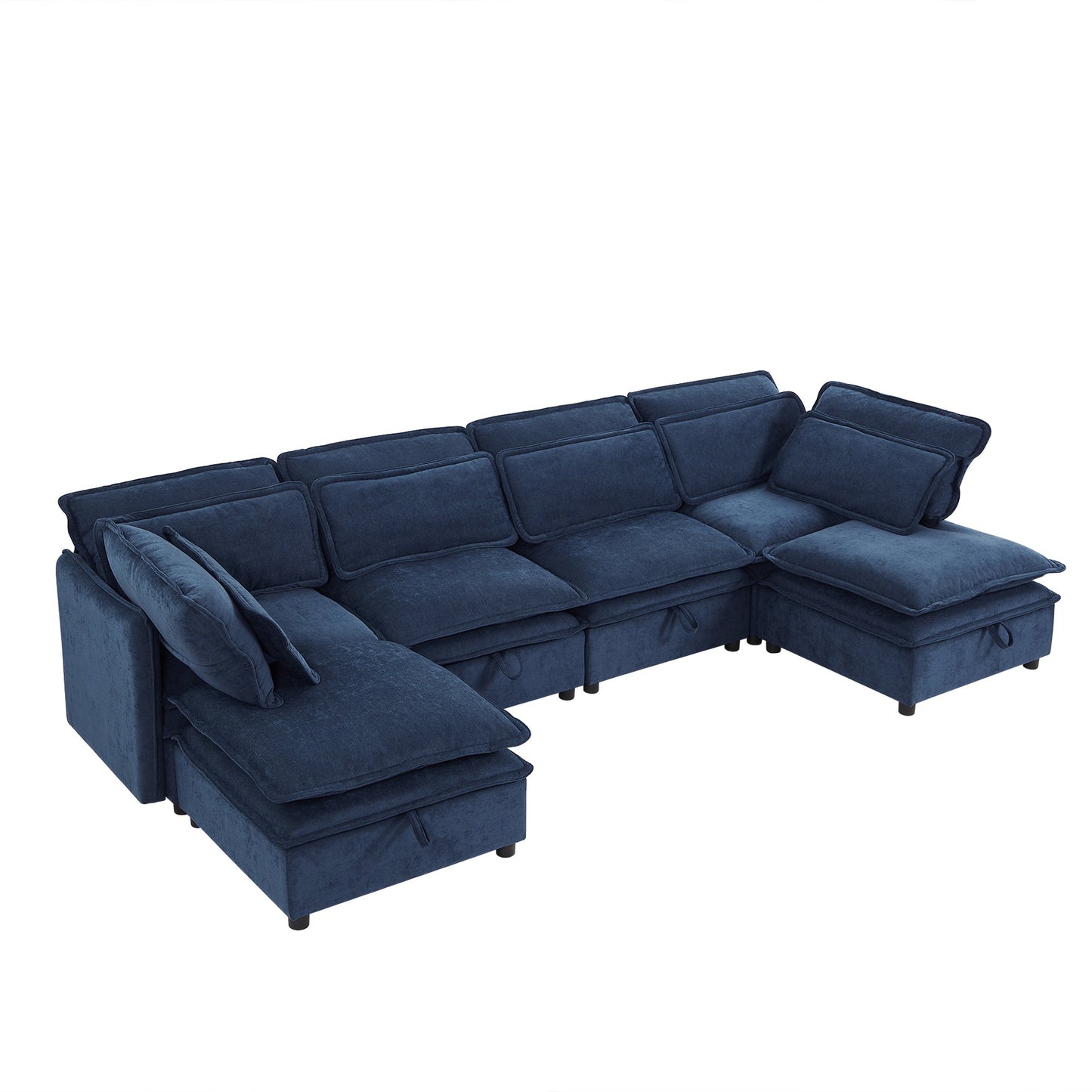 U_Style Double-Layer Cushion Modern Large U-Shaped Modular Sofa, Freely Combinable 6-Seater with Storage Function, Convertible to Sofa Bed, Perfect for Living Rooms, Offices, and Apartments