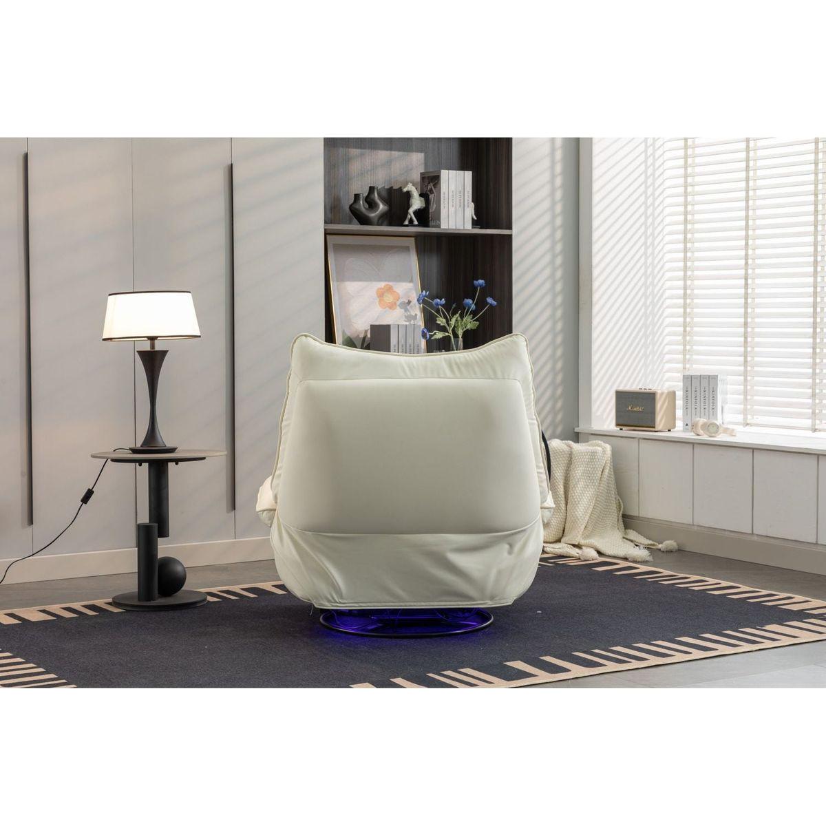 270 Swivel Glider Recliner Chair, Power Recliner Rocking Chair, USB Port Charge for Nursery Chair with Atmosphere Lamp for Living Room Bedroom Apartment