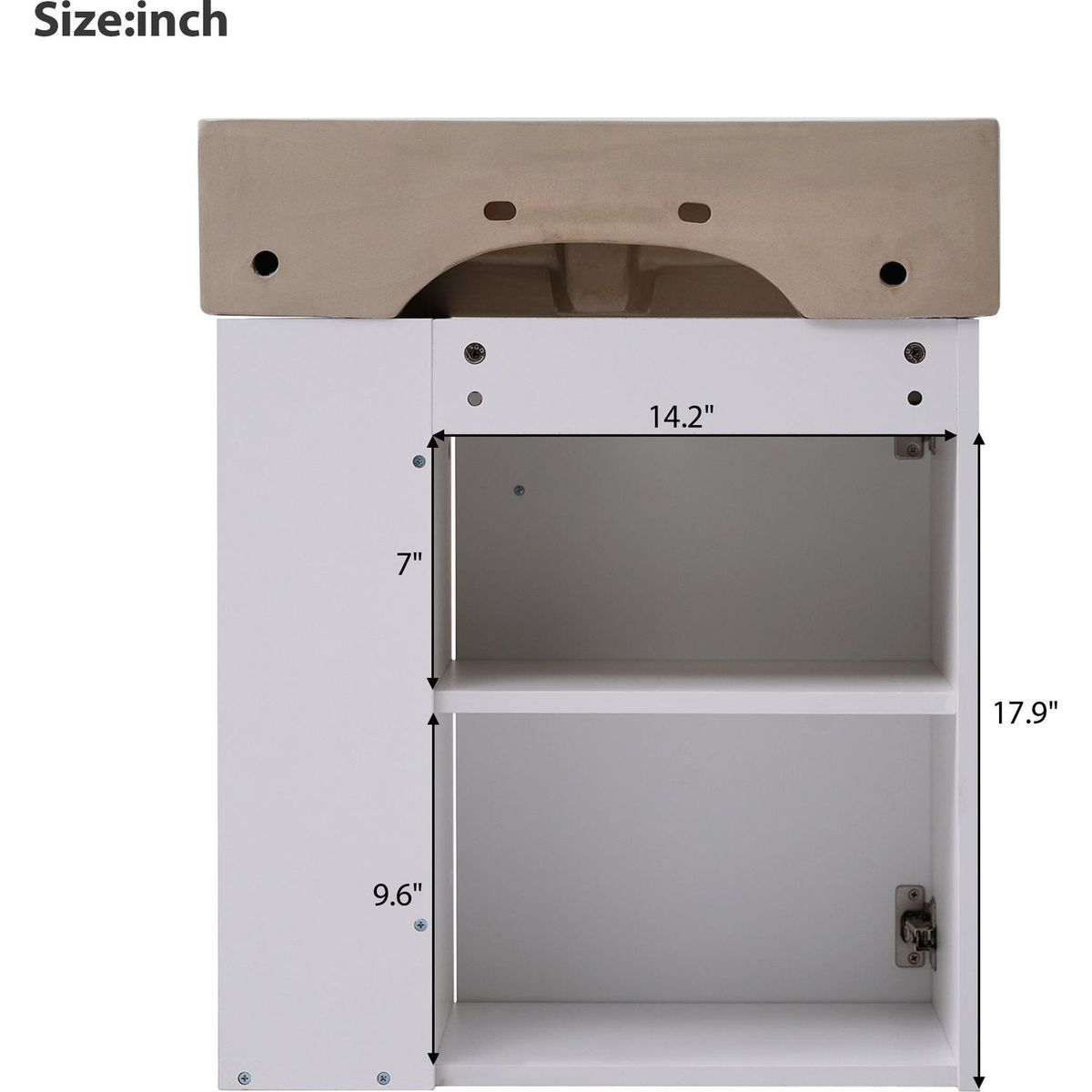 21.6inch Modern Floating Bathroom Vanity with Ceramic Basin - Perfect for Small Bathrooms, Right side storage