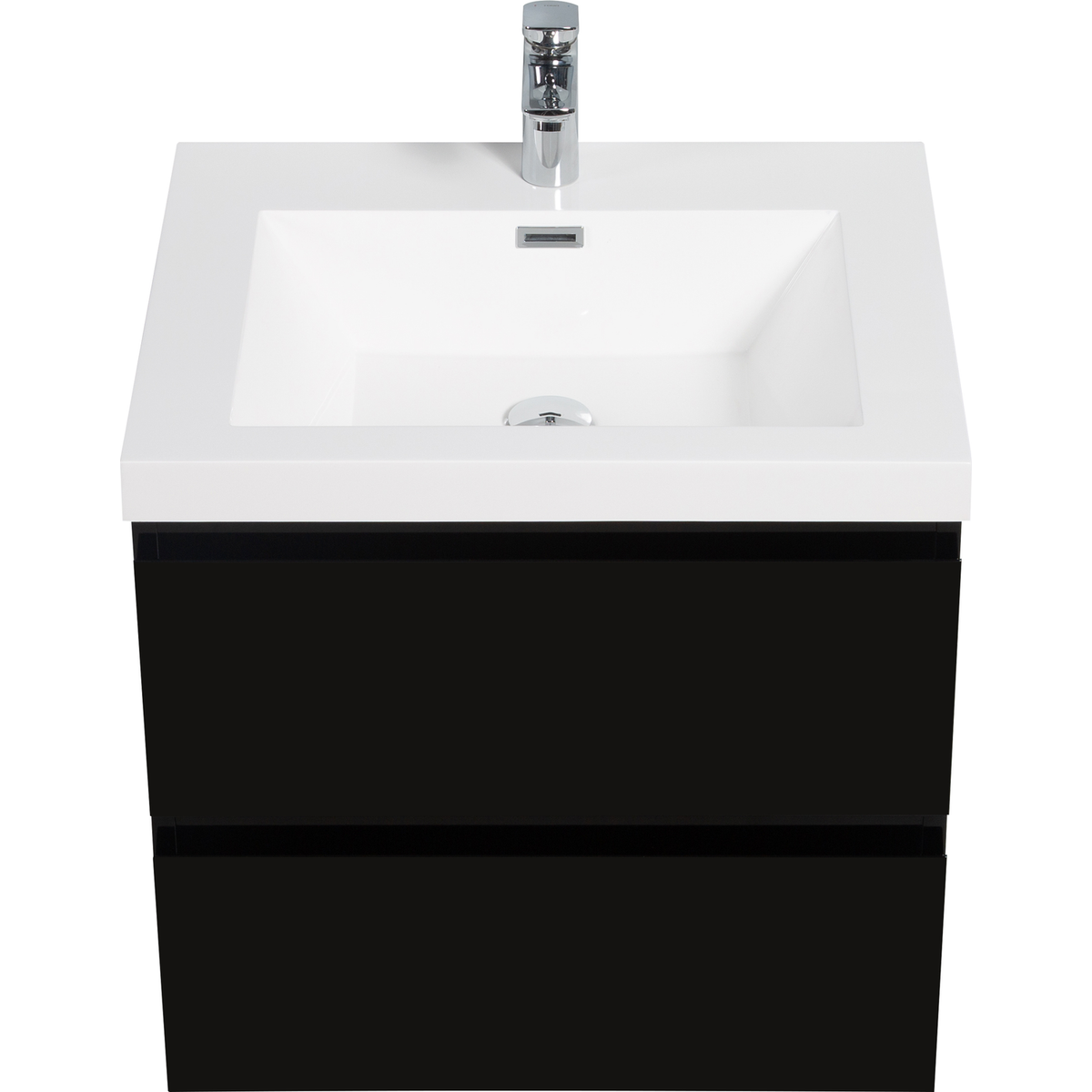 24" Floating Bathroom Vanity with Sink, Modern Wall-Mounted Bathroom Storage Vanity Cabinet with Resin Top Basin and Soft Close Drawers, Glossy Black