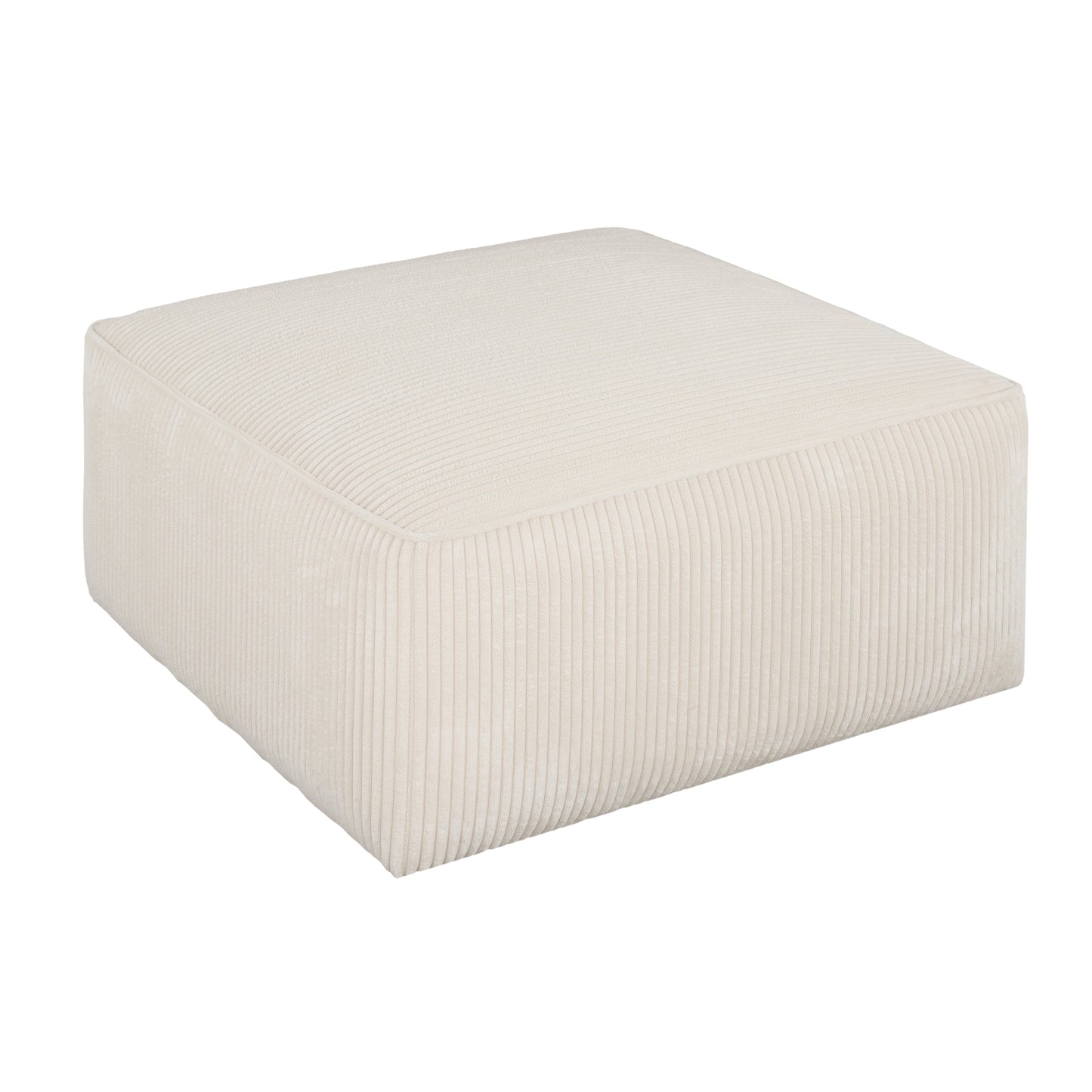 Upholstered Square Ottoman,Beige,Corduroy