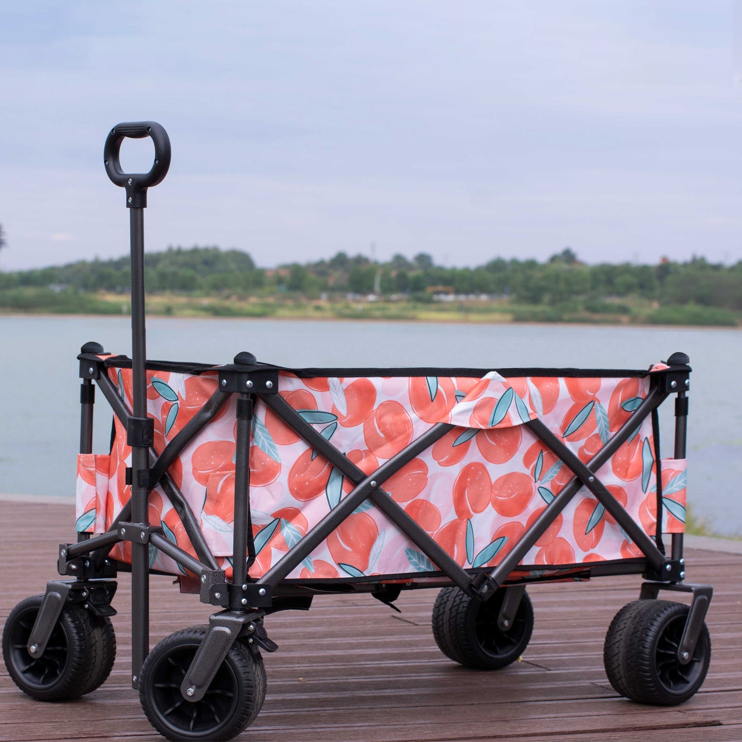 Utility Park Garden Cart Tool Customized Color Folding Camping Trolley Outdoor Picnic Beach Wagon, Pink