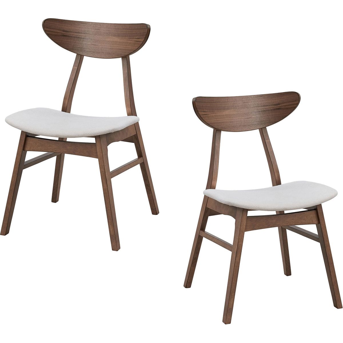 Wooden Dining Table Set, Modern Simple Design Round Kitchen Table and Fabric Upholstered Dining Chairs for Dining Room, Kitchen, Saving Space(1 Table with 4 Chairs),Walnut