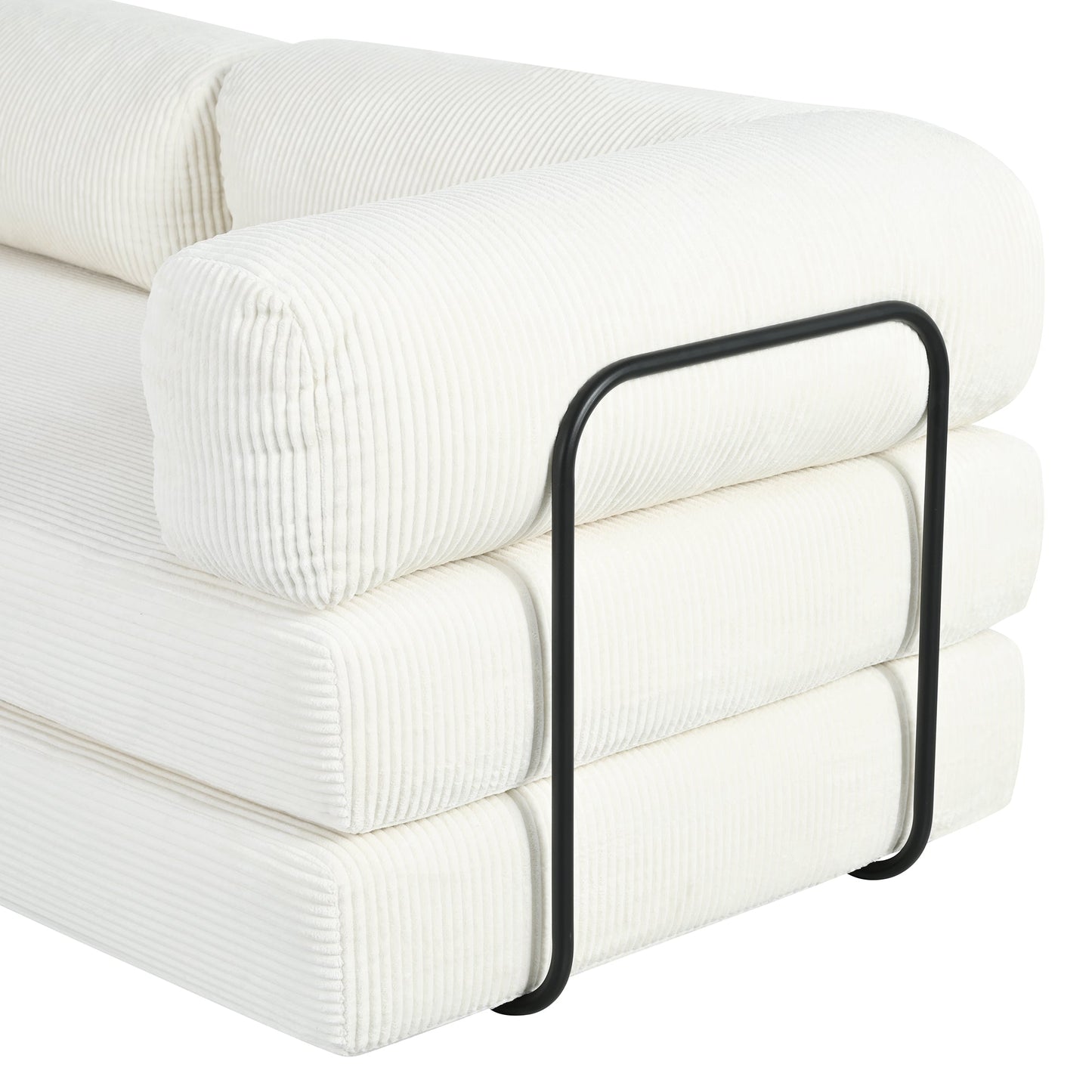 U_Style L-Shaped Modular Sofa Bed in Corduroy Fabric, Ideal for Living Rooms and Apartments