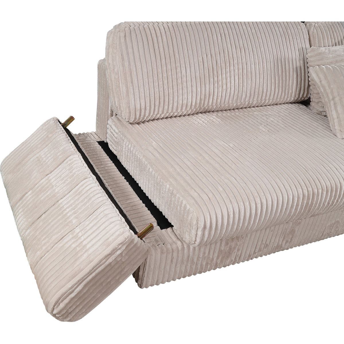 105' Oversized Sectional Sofa Cloud Couch for Living Room, Modern stripe L Shaped Couch, Comfy Boucle Modular Sofa Sleeper with Moveable Ottoman WIth/6 Pillow(WHITE)