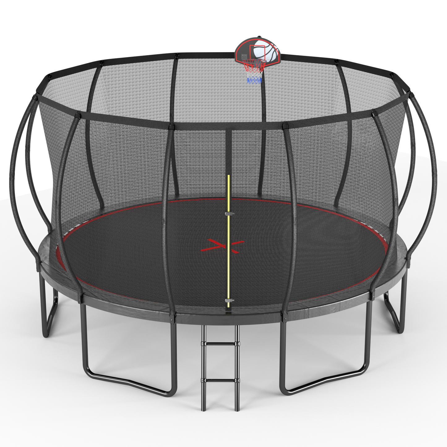 YC 14FT trampoline Pumpkin- Black Red- fframe height 90cm