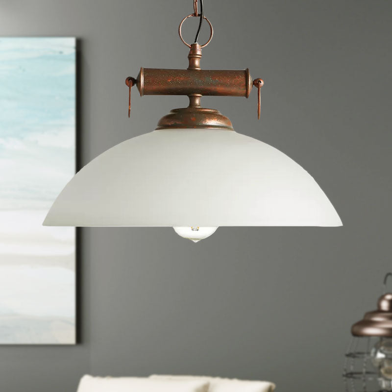 Avery's Elegant Embrace: Farmhouse Pendant Lamp with White Glass Shade