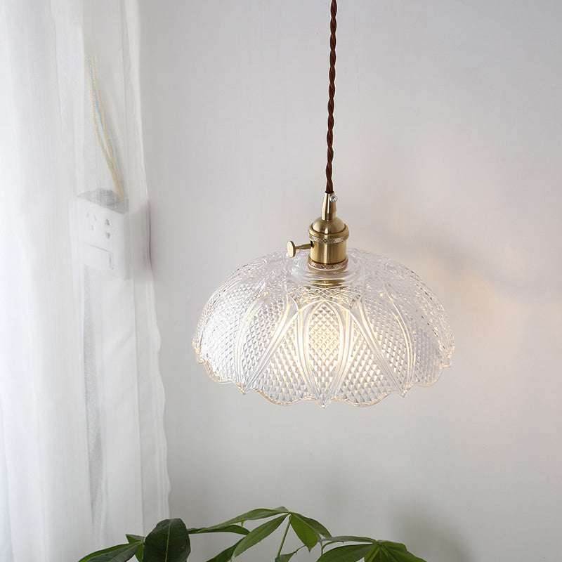 Isabella's Modern Brass Pendant: Etched Glass Meets Vintage Charm