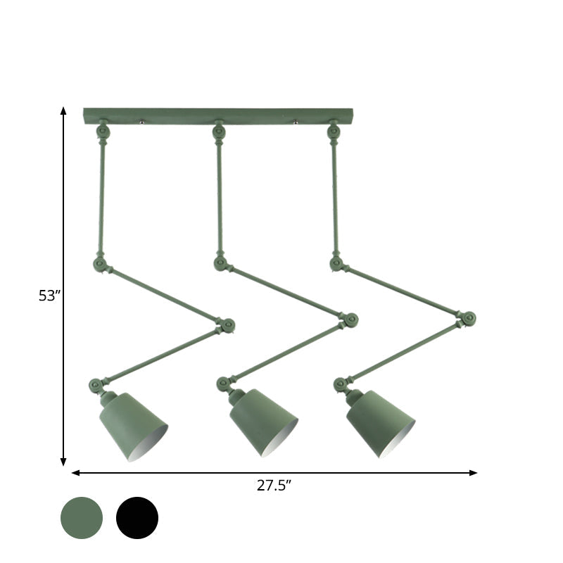 Evelyn's Adjustable 3-Light Green & Black Pendant Lamp: A Touch of Modern Elegance