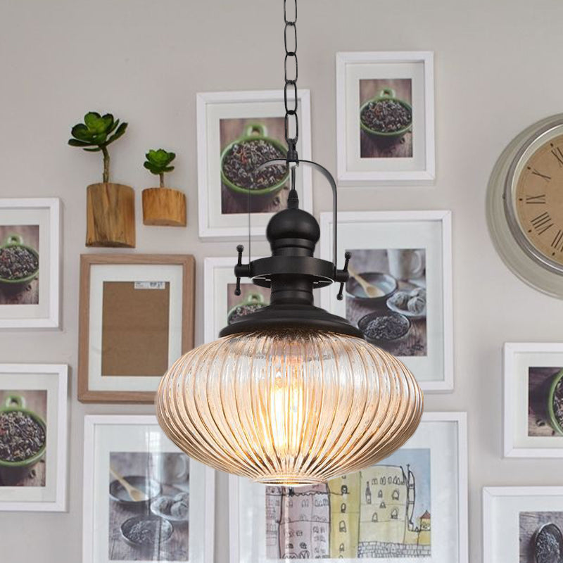 Evelyn's Enchanting Embrace - Ribbed Glass Pendant Lamp