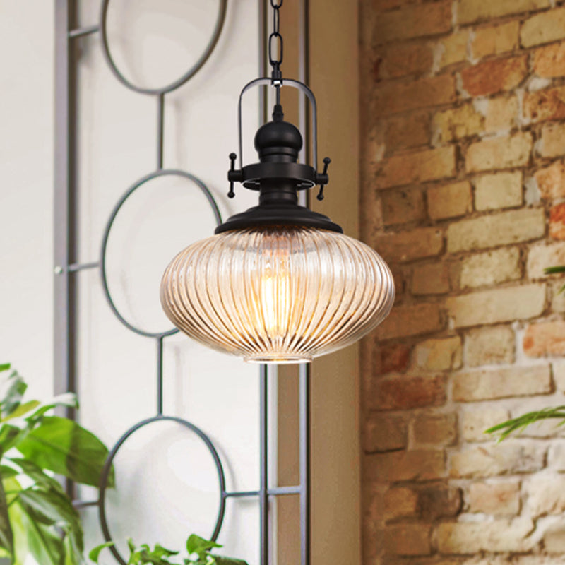 Evelyn's Enchanting Embrace - Ribbed Glass Pendant Lamp
