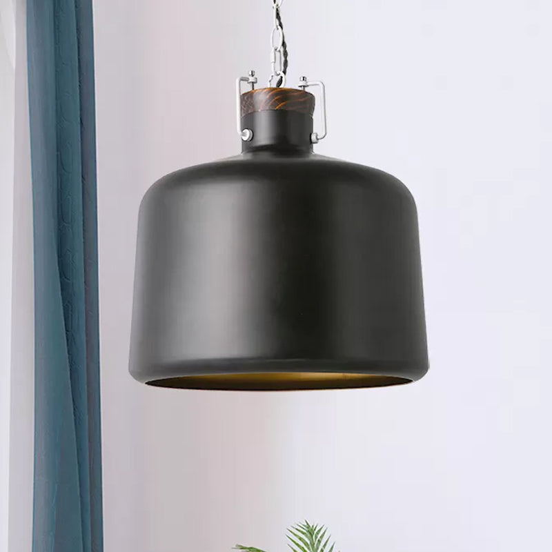 Carter - Industrial Bucket Pendant Light (Black/White, 1-Light)