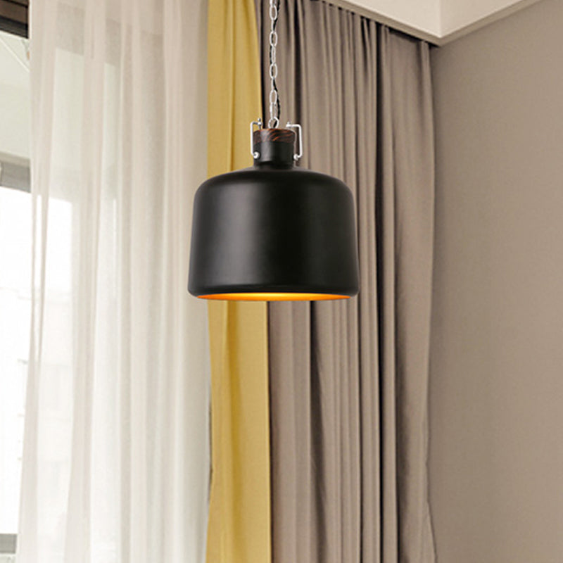 Carter - Industrial Bucket Pendant Light (Black/White, 1-Light)