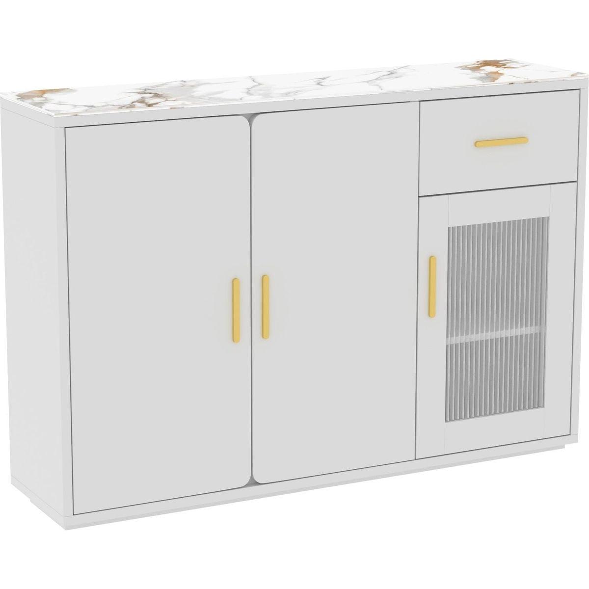 Wood Storage Cabinet, Modern Accent Buffet Cabinet, Free Standing Sideboard and Buffet Storage with Door Buffet Sideboard for Bedroom, Living Room, Kitchen or Hallway