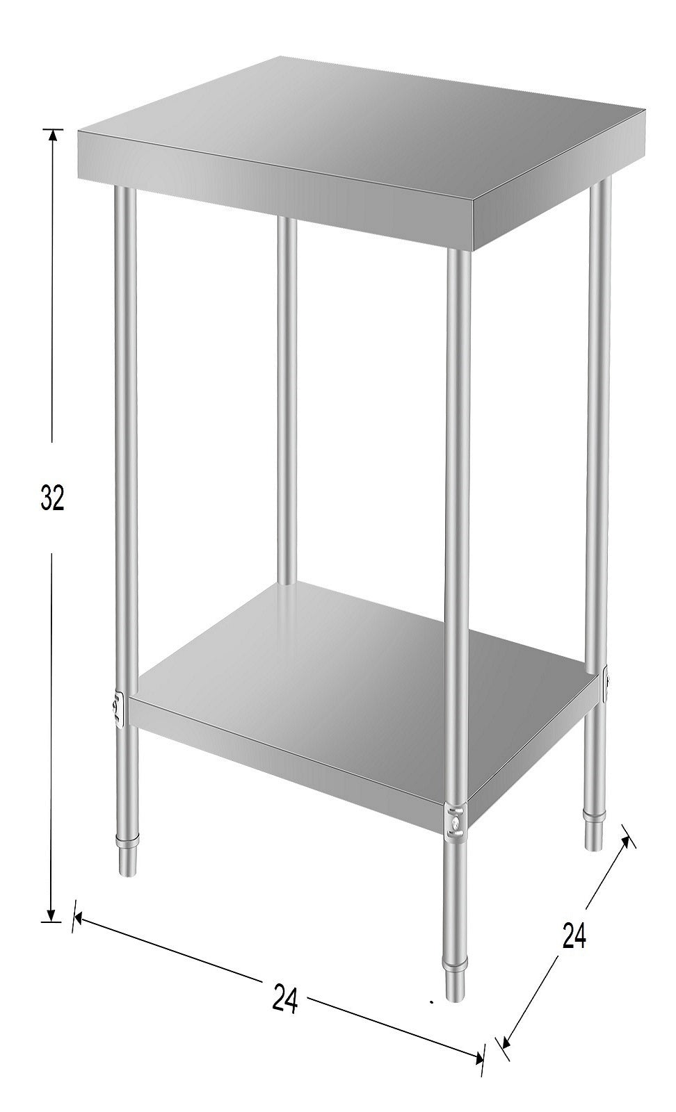 24''*24 Commercial Work Table for Restaurant and Home Stainless Steel Kitchen Prep Table with Under Shelf