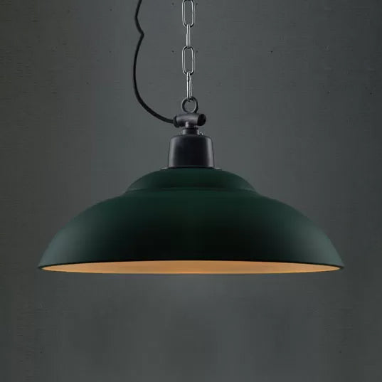 Adalynn Industrial Pendant: Dual Shades & Vintage Charm (Black & Green