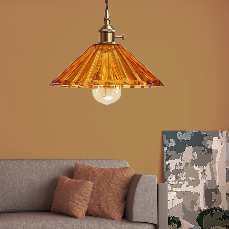 Caroline Scalloped Glass Pendant Lamp - Brass Accents for Contemporary Spaces