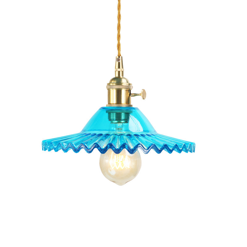 Introducing "Beatrice" - The Industrial Scalloped Pendant Light (Blue Prismatic Glass)