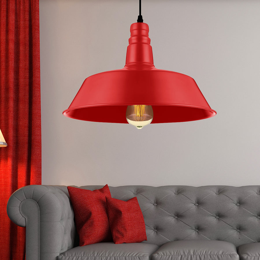 Embrace Industrial Charm and a Pop of Color: The Red & Green Pendant Light