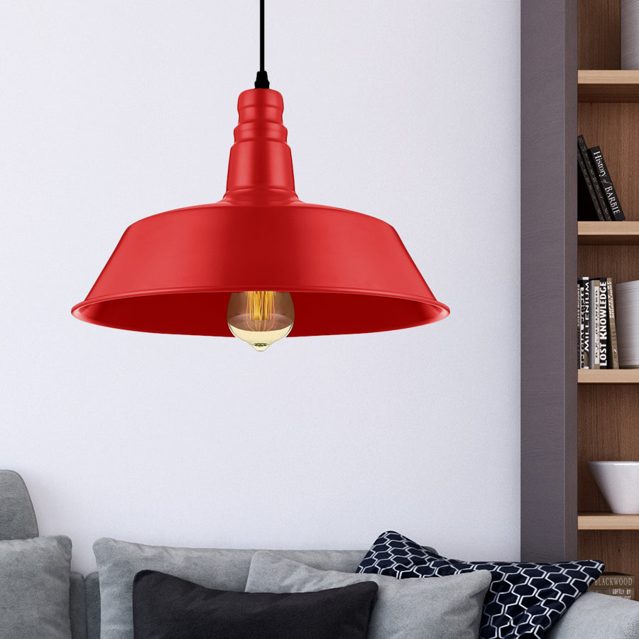Embrace Industrial Charm and a Pop of Color: The Red & Green Pendant Light