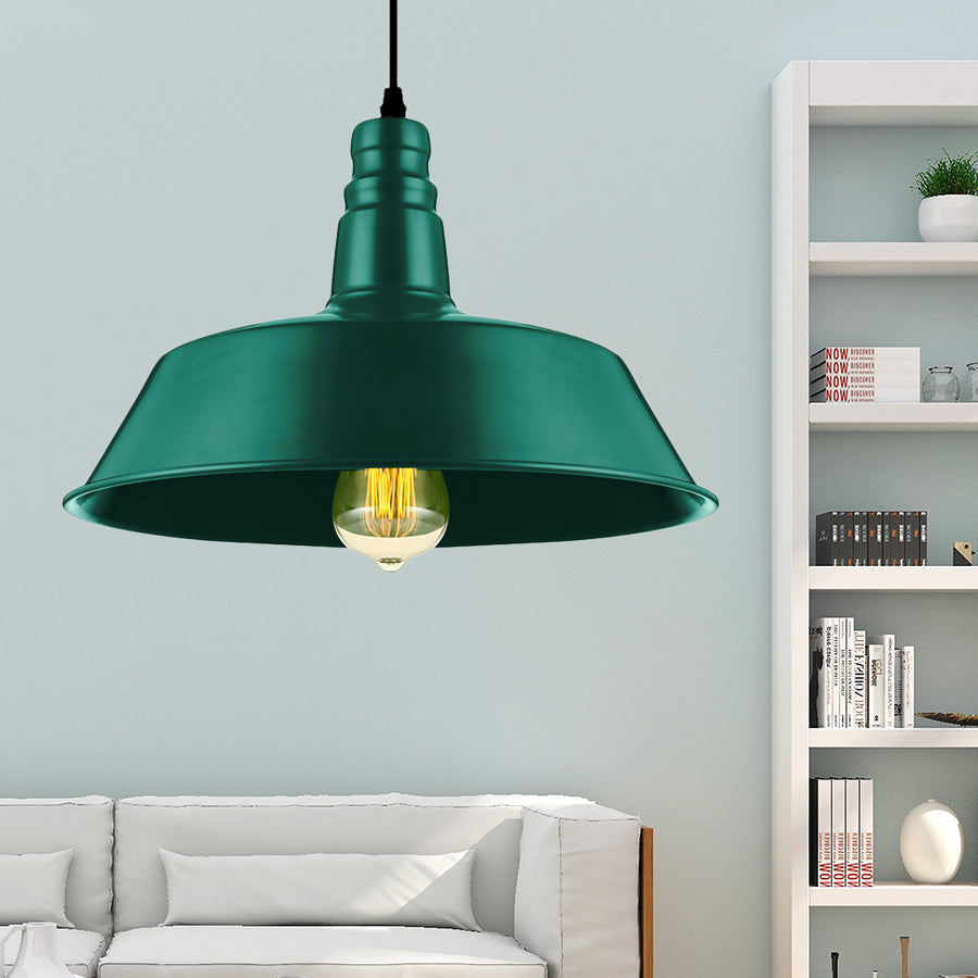 Embrace Industrial Charm and a Pop of Color: The Red & Green Pendant Light