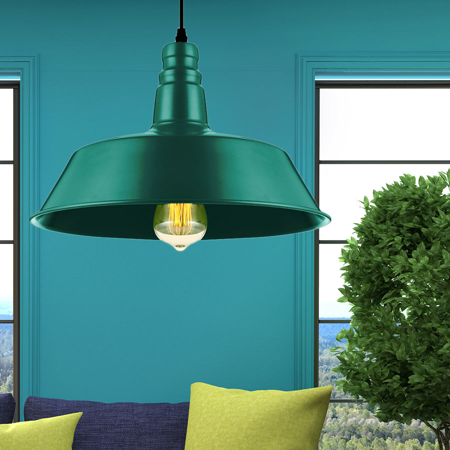Embrace Industrial Charm and a Pop of Color: The Red & Green Pendant Light