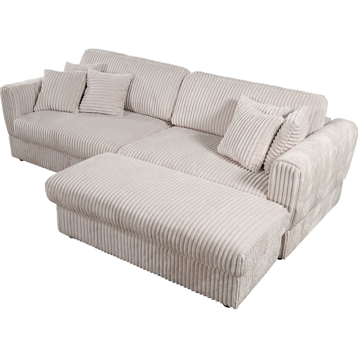 105' Oversized Sectional Sofa Cloud Couch for Living Room, Modern stripe L Shaped Couch, Comfy Boucle Modular Sofa Sleeper with Moveable Ottoman WIth/6 Pillow(WHITE)