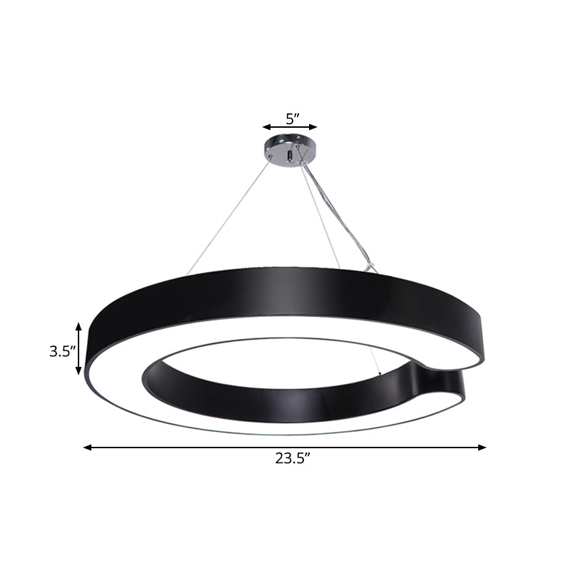 Blake's Bold C-Curve: Modern LED Pendant Lamp in Black or White
