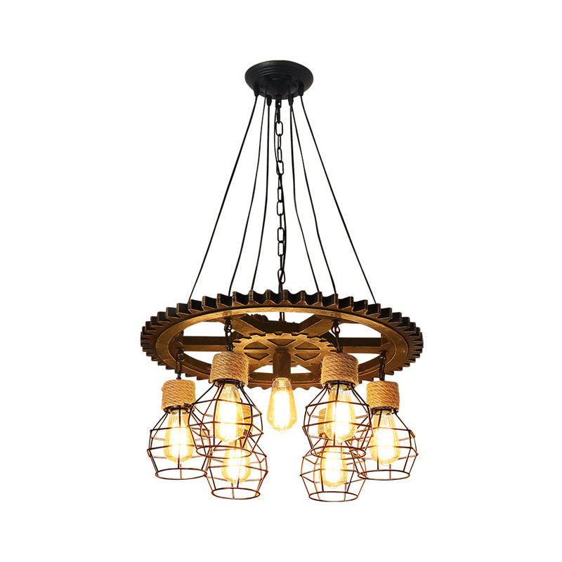 Cora Iron Antique Style Pendant Light - 5/7-Head with Wire Guard