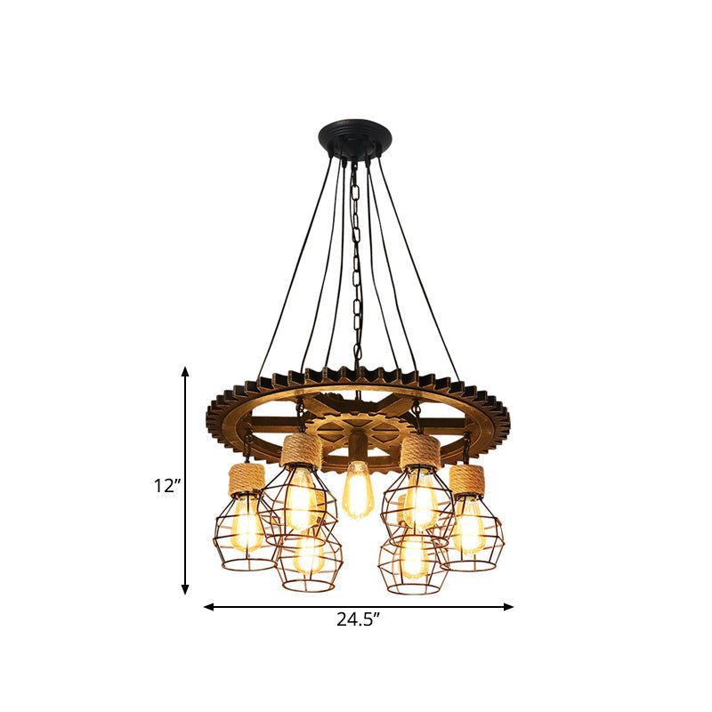 Cora Iron Antique Style Pendant Light - 5/7-Head with Wire Guard