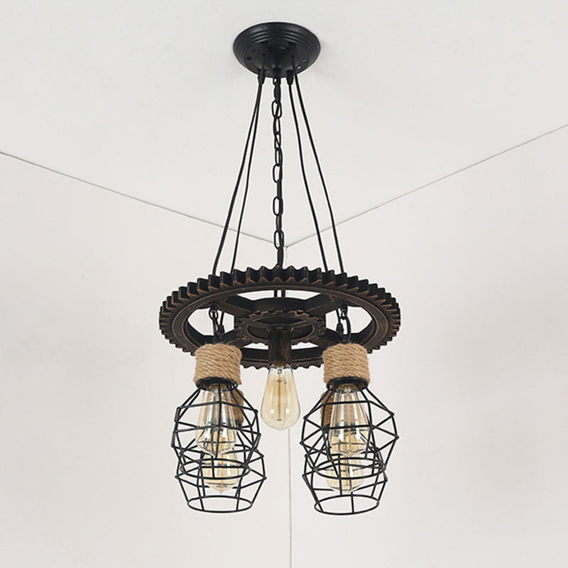 Cora Iron Antique Style Pendant Light - 5/7-Head with Wire Guard