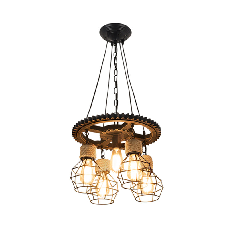 Cora Iron Antique Style Pendant Light - 5/7-Head with Wire Guard