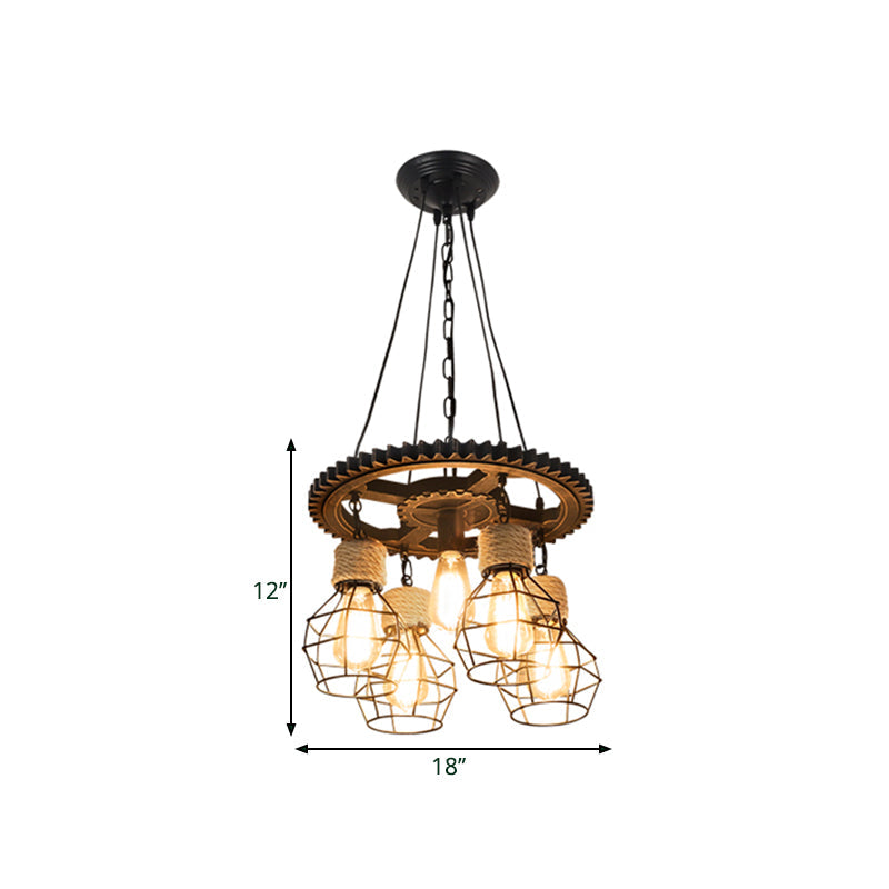 Cora Iron Antique Style Pendant Light - 5/7-Head with Wire Guard