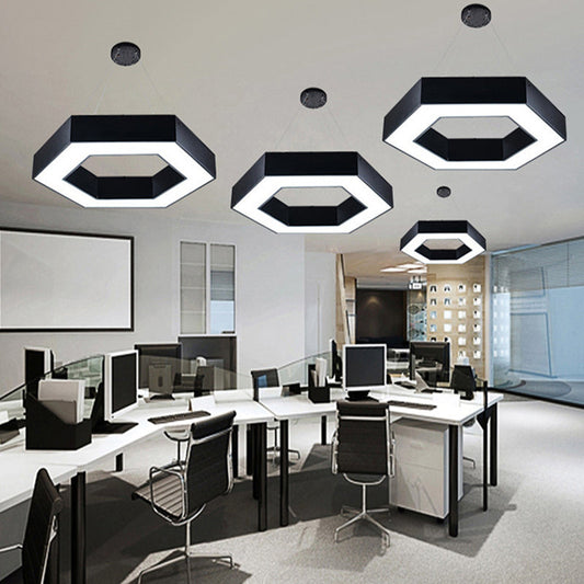 Blakely Modern Hexagonal LED Pendant: Illuminate Your Office with Style and Functionality