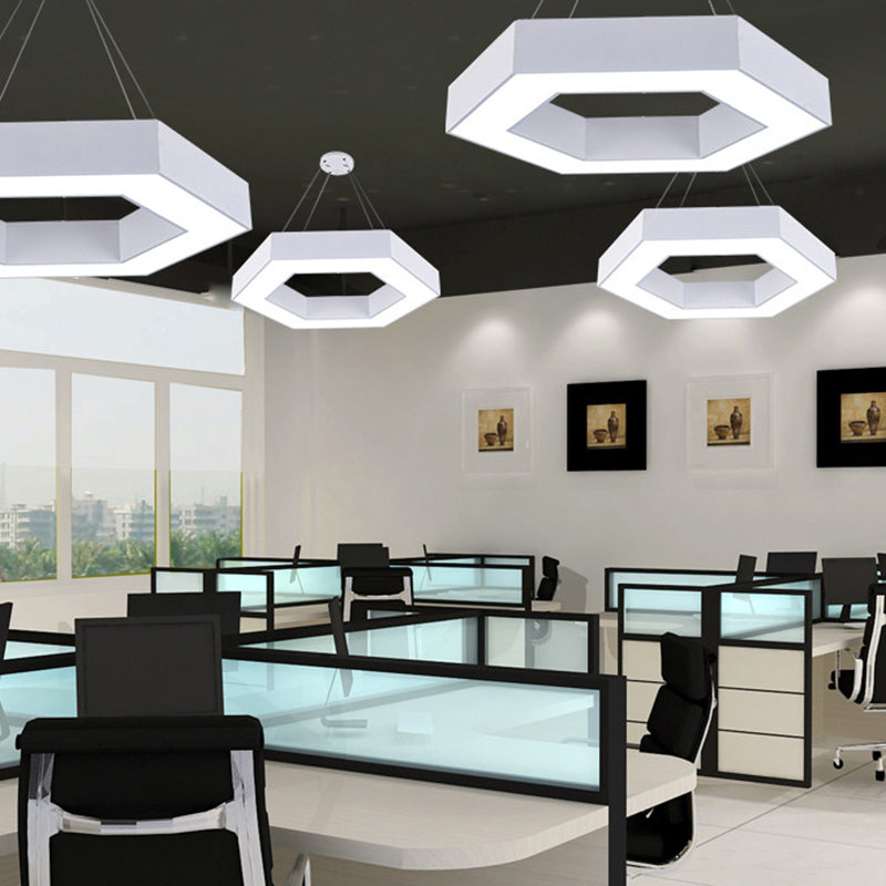 Blakely Modern Hexagonal LED Pendant: Illuminate Your Office with Style and Functionality