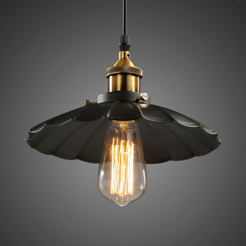 Embrace Industrial Charm with a Floral Touch: The Black Floral Shade Pendant Lamp