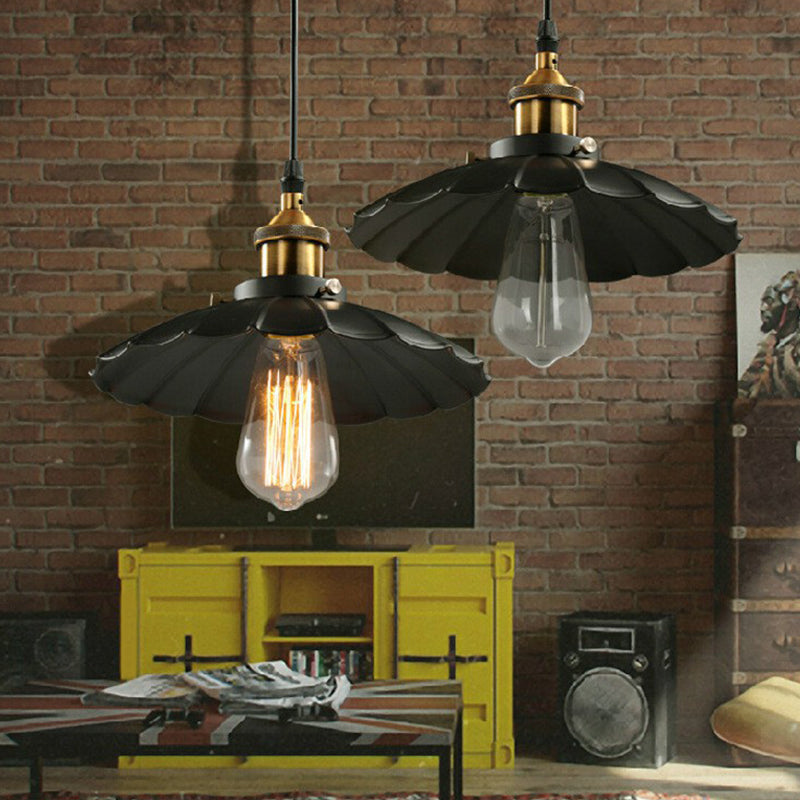 Embrace Industrial Charm with a Floral Touch: The Black Floral Shade Pendant Lamp