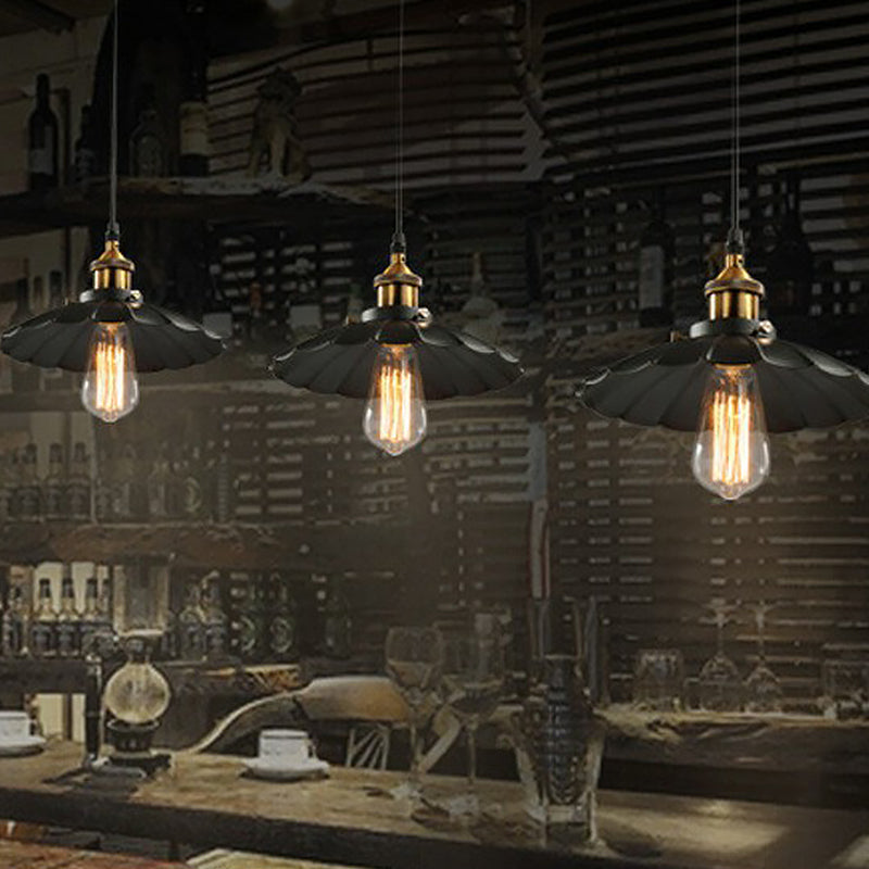Embrace Industrial Charm with a Floral Touch: The Black Floral Shade Pendant Lamp