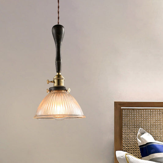 Evelyn - Modern Industrial Pendant Light with Ribbed Glass Shade