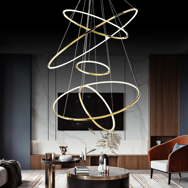Embrace Modern Elegance with the Extra-Slim Gold LED Pendant Chandelier