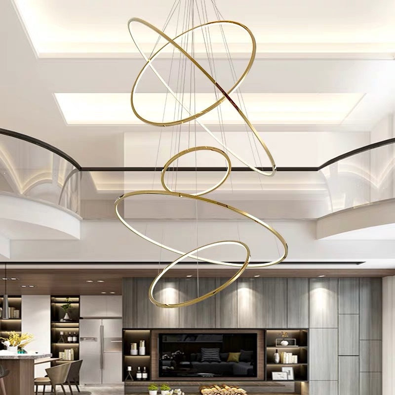 Embrace Modern Elegance with the Extra-Slim Gold LED Pendant Chandelier