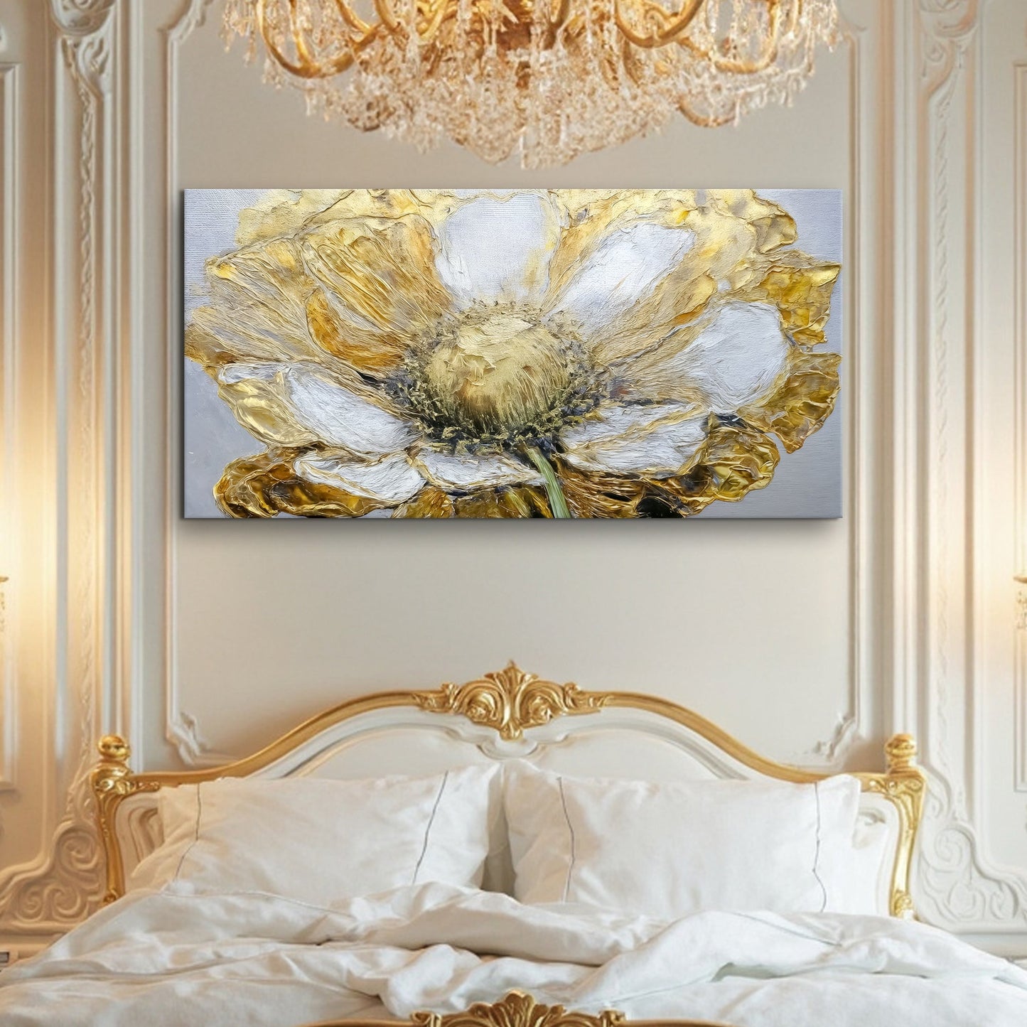 Golden Dandelion Minimalist Abstract Wall Art IX