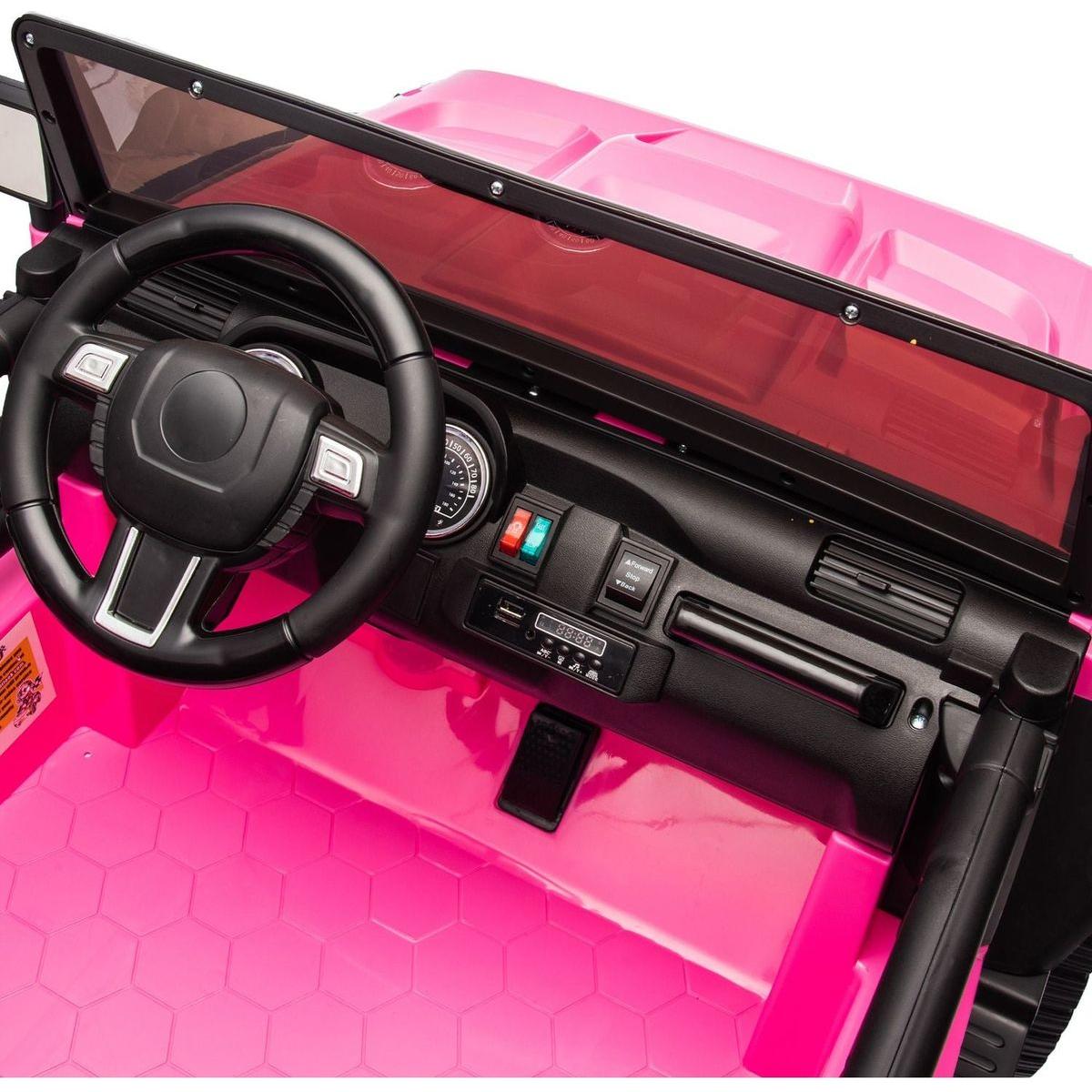 24V Two-Seater Kids Ride On Truck Car W/Parents Control,200wx2,Seat width 20.28in,Four-wheel Suspension,LED Lights,Music,MP3,Bluetooth,Two independent seat belts,Suitable for off-road For Kids Aged 3+