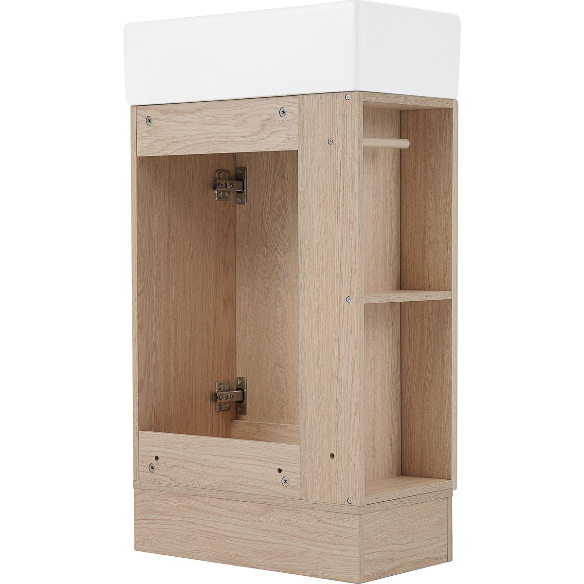 18.6' Bathroom Vanity with Sink, Bathroom Vanity Cabinet with Two-tier Shelf, Left or Right Orientation, Natural (Old Sku:WF308491AAN)